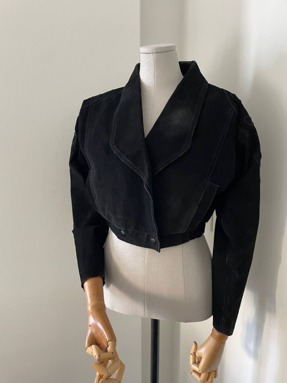 Vintage 80s Cropped Suede Leather Jacket Sz XS